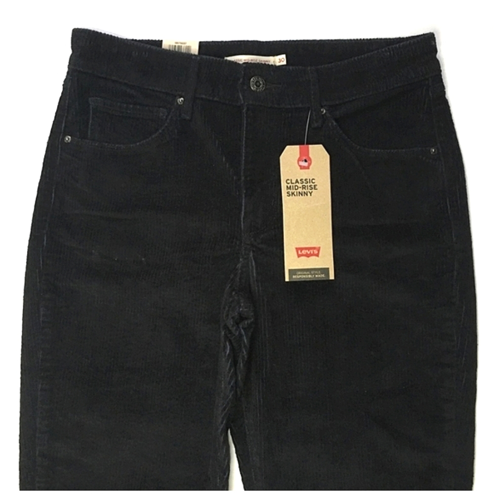 Levis Corduroy Black Classic Mid Rise Skinny Corduroy Jeans Pants size 30 and 31 - Picture 6 of 11